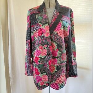 Vintage Howard Wolf floral and paisley scarf print blazer